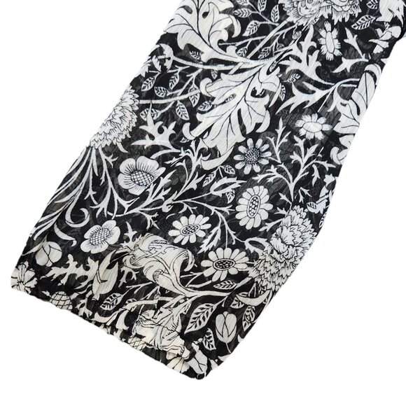 Rose & Olive Black White Floral Print Flowy Midi Shift Drop Waist Dress Size M - Picture 2 of 8